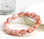 Natural Cherry Blossom Agate Barrel Bead Bracelet