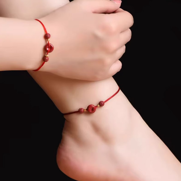 未标题-1 Cinnabar Peace Protection Ankle Bracelet (Traditional Chinese Protective Mineral) – Image 1